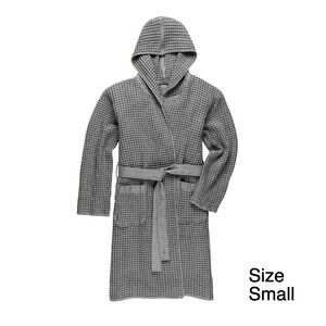 Onsen Supima Waffle Bath Robe Cinder Grey Size Small New